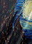 Mens Retro Van Gogh The Starry Night Lapel Loose Short Sleeve Funky Hawaiian Shirts