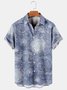 Men's Starry Sky Oil Painting Pattern Print Casual Short Sleeve Hawaiian Shirt