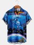 Casual Style Natural Series Environmental Protection Marine Animal Elements Lapel Short-Sleeved Printed Shirt Top