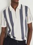 Casual Geometric Striped Contrast Short-Sleeved Polo Shirt