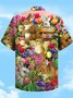 Mens Easter Print Casual Breathable Hawaiian Short Sleeve Shirt