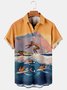 Mens Retro Hawaiian Surfing Print Casual Breathable Short Sleeve Hawaiian Shirt