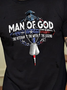 God Bless Veteran Cross Letter Print Men's Casual Short Sleeve T-Shirt