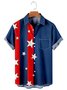 Mens American Flag Print Loose Chest Pocket Short Sleeve Hawaiian Shirt