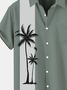 Mens Coconut Tree  Bowling Beach Print Short Sleeve Shirt  Shirts Casual Vintage Top