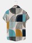 Mens Printed Geometric Floral Casual Breathable Hawaiian Short Sleeve Shirt
