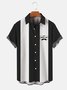 Father's Day Graphic Men's Casual Chest Pocket Short Sleeve Bowling Shirt