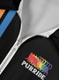 Casual Festive Striped Rainbow Gradient Lapel Short Sleeve Polo Print Top