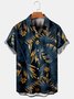 Mens Hawaiian Leaves Print Short Sleeve Shirt Lapel Loose Chest Pockets Aloha Shirt
