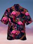 Mens Botanical Flamingo Print Casual Short Sleeve Shirt Hawaiian Funky Colorful Top