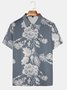 Casual Style Culture Series Japanese Culture Floral Element Pattern Lapel Short-Sleeved Polo Print Top