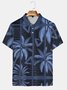 Resort Style Hawaiian Series Geometric Plant Coconut Tree Element Pattern Lapel Short-Sleeved Polo Print Top