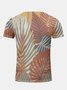 Vacation Style Hawaiian Series Plant Leaf Element Lapel Short-Sleeved Polo Print Top