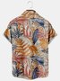 Casual Style Culture Series Japanese Culture Flower Leaf Element Pattern Lapel Short-Sleeved Printed Shirt Top