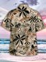 Men's Beach Coconut Tree Print Casual Breathable Hawaiian Short Sleeve Shirt