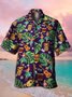 Mens Vintage Hawaiian Tiki Music Print Casual Short Sleeve Shirt Aloha Shirts
