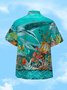 Mens Marine Life Print Casual Breathable Short Sleeve Aloha Shirt
