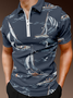 Resort Style Hawaii Series Wave Seagull Element Lapel Short-Sleeved Polo Print Top