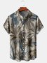 Mens Coconut Print Hawaiian Short Sleeve Shirt Lapel Chest Pocket Top