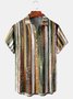 Men's Geometric Stripe Print Casual Breathable Short Sleeve Hawaiian Shirt