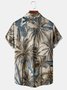 Mens Coconut Print Hawaiian Short Sleeve Shirt Lapel Chest Pocket Top