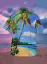 Mens Art Painting Coconut Tree Print Casual Breathable Short Sleeve Aloha Shirt