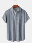 Mens Classic Striped Print Front Buttons Soft Breathable Chest Pocket Casual Bowling Shirts