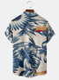 Men's Ocean Print Casual Fabric Fashion Hawaiian Lapel Short Sleeve Shirt