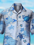 Mens funky Map Sea Turtles Print Casual Breathable Short Sleeve Aloha Shirt