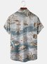 Men's Ocean Shell Print Casual Moisture Absorbent Breathable Fabric Hawaiian Short Sleeve Shirt