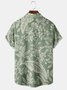 Mens Hawaiian Leaves Print Front Buttons Soft Breathable Chest Pocket Casual Aloha Shirts