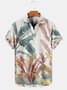 Holiday Style Hawaiian Series Plant Leaves And Floral Elements Pattern Lapel Short-Sleeved Shirt Print Top