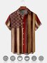 Men's American Flag Print Moisture Wicking Fabric Fashion Hawaiian Lapel Short Sleeve Shirt