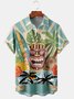 Men's tiki Botanical Print Casual Fabric Fashion Pocket Lapel Short Sleeve Shirt