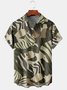 Men's Striped Print Casual Short Sleeve Hawaiian Shirt with Chest Pocket