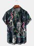 Men's Flamingo Print Casual Fabric Fashion Pocket Lapel Short Sleeve Shirt