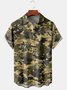 Men's Art Camo Casual Short Sleeve Hawaiian Shirt with Chest Pocket