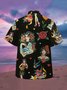 Men Hawaiian Retro Hula Tattoo Print Front Buttons Soft Breathable Casual Aloha Shirts