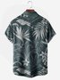 Men's Leaf Floral Print Moisture-Breathable Fabric Hawaiian Lapel Short Sleeve Shirt