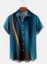 Mens Funky Lines Print Front Buttons Soft Breathable Chest Pocket Casual Aloha Shirts