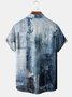 Mens Art Painting Front Buttons Soft Breathable Chest Pocket Casual Hawaiian Shirts