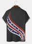 Casual Festive Collection Geometric Color Block American Flag Pattern Lapel Short Sleeve Polo Print Top