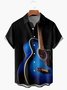 Mens Guitar Print Front Buttons Soft Breathable Chest Pocket Casual Hawaiian Shirts