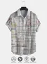 Cotton Linen Geometric Print Casual Short Sleeve Shirt