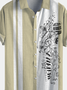 Cotton and linen botanical geometric stripes music lapel comfortable linen shirt