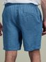 Cotton And Linen Plain Casual Shorts
