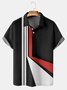 Casual Art Collection Geometric Stripes Color Block Pattern Lapel Short Sleeve Polo Print Top