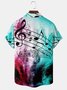 Mens Music Tie dye Print Front Buttons Soft Breathable Chest Pocket Casual Hawaiian Shirts