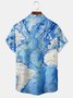 Men's Map Print Casual Fabric Lapel Short Sleeve Shirt