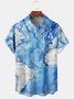 Men's Map Print Casual Fabric Lapel Short Sleeve Shirt